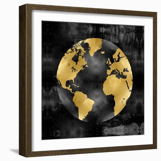 The Globe Gold on Black-Russell Brennan-Framed Art Print