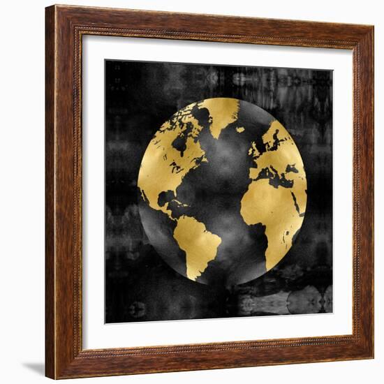 The Globe Gold on Black-Russell Brennan-Framed Art Print