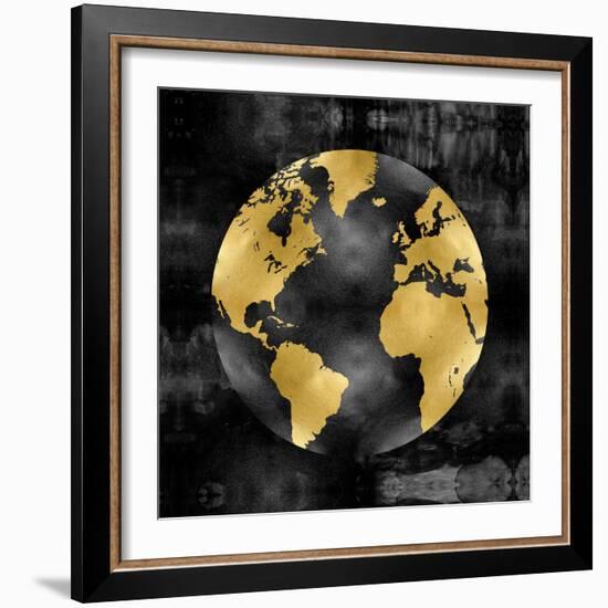 The Globe Gold on Black-Russell Brennan-Framed Art Print