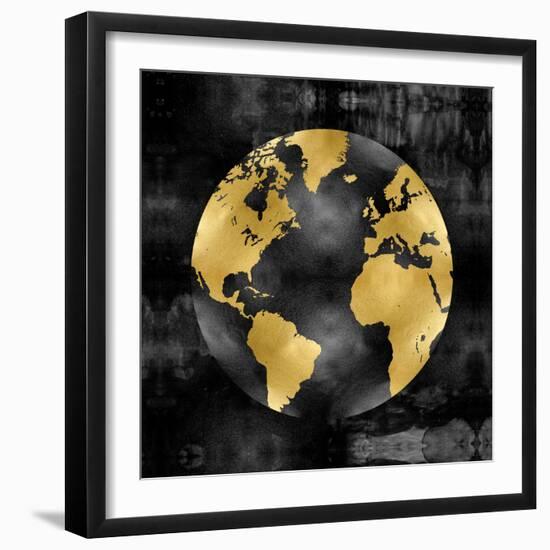 The Globe Gold on Black-Russell Brennan-Framed Art Print