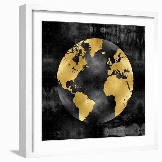 The Globe Gold on Black-Russell Brennan-Framed Art Print