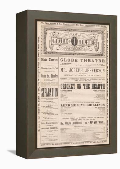 the Globe Theatre Programme', 21st April, 1884-null-Framed Premier Image Canvas