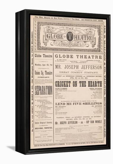 the Globe Theatre Programme', 21st April, 1884-null-Framed Premier Image Canvas