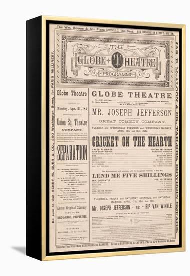 the Globe Theatre Programme', 21st April, 1884-null-Framed Premier Image Canvas