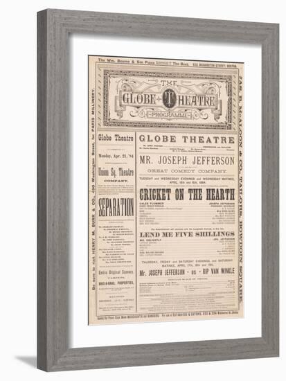 the Globe Theatre Programme', 21st April, 1884--Framed Giclee Print