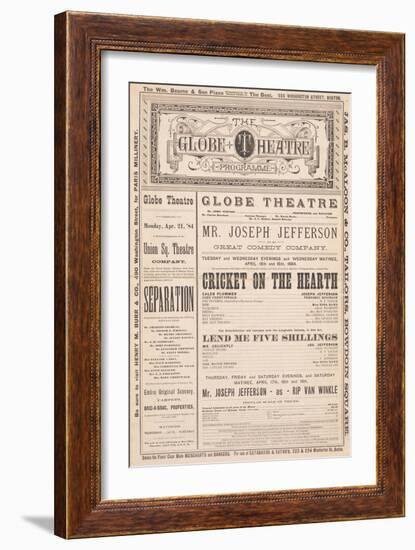 the Globe Theatre Programme', 21st April, 1884-null-Framed Giclee Print