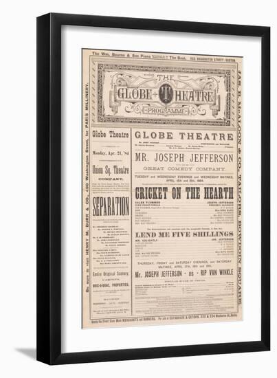 the Globe Theatre Programme', 21st April, 1884-null-Framed Giclee Print