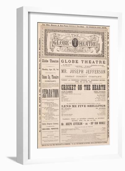 the Globe Theatre Programme', 21st April, 1884-null-Framed Giclee Print