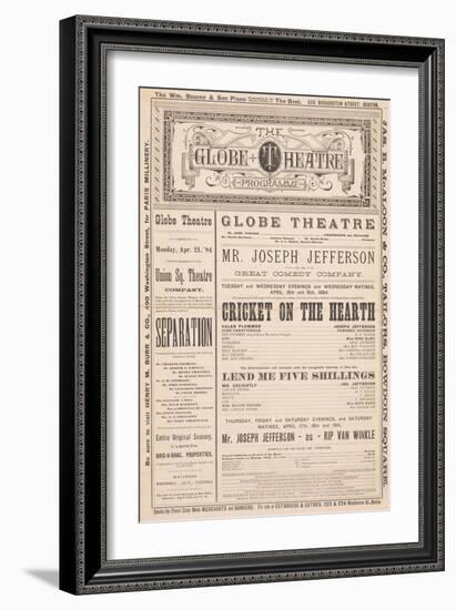 the Globe Theatre Programme', 21st April, 1884-null-Framed Giclee Print