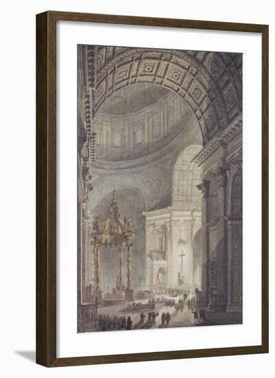 The Glowing Cross in St. Peter'S, Rome, on Maundy Thursday-Charles Norry-Framed Giclee Print