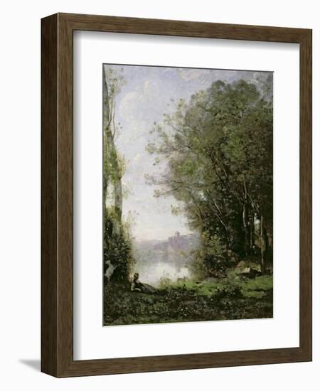 The Goatherd Beside the Water-Jean-Baptiste-Camille Corot-Framed Giclee Print