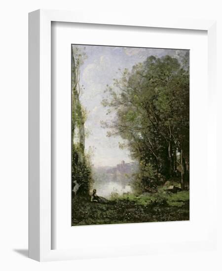 The Goatherd Beside the Water-Jean-Baptiste-Camille Corot-Framed Giclee Print