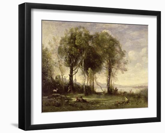 The Goatherds of Castel Gandolfo, 1866-Jean-Baptiste-Camille Corot-Framed Giclee Print