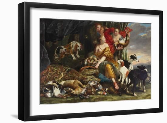 The Goddess Diana Receiving the Kill Par Fyt, Jan ( Johannes Fijt) (1611-1661). Oil on Canvas, Size-Jan Fyt-Framed Giclee Print