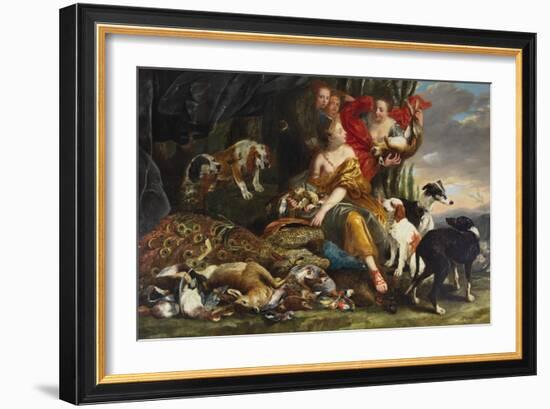 The Goddess Diana Receiving the Kill Par Fyt, Jan ( Johannes Fijt) (1611-1661). Oil on Canvas, Size-Jan Fyt-Framed Giclee Print