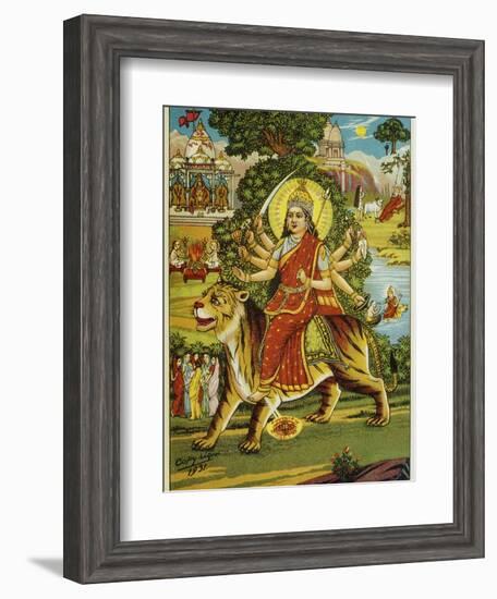 The Goddess Durga Color Lithograph-Bettmann-Framed Giclee Print