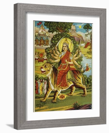 The Goddess Durga Color Lithograph-Bettmann-Framed Giclee Print