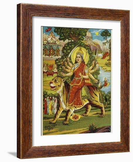 The Goddess Durga Color Lithograph-Bettmann-Framed Giclee Print