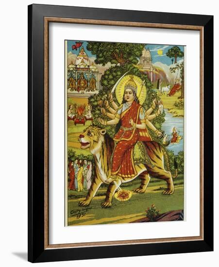 The Goddess Durga Color Lithograph-Bettmann-Framed Giclee Print