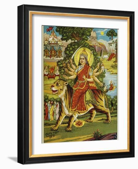 The Goddess Durga Color Lithograph-Bettmann-Framed Giclee Print