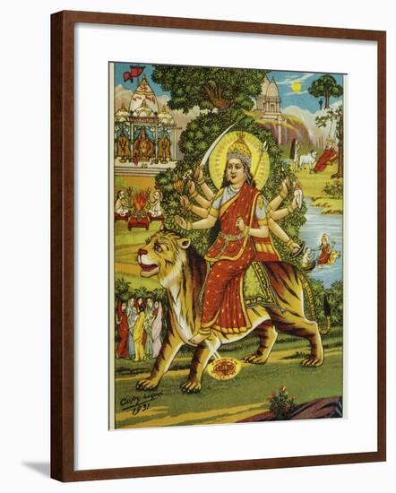 The Goddess Durga Color Lithograph-Bettmann-Framed Giclee Print