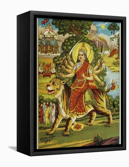 The Goddess Durga Color Lithograph-Bettmann-Framed Premier Image Canvas