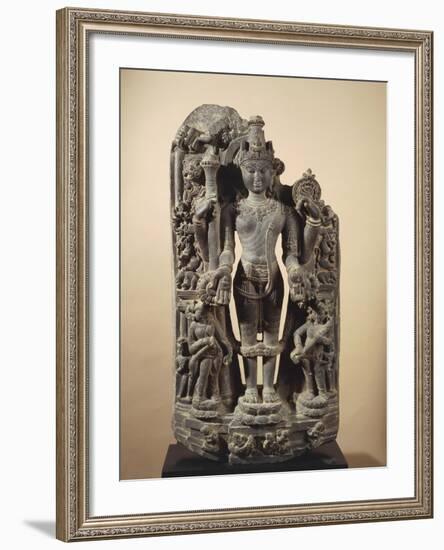 The Goddess Ganga, Personification of Ganges River, Grey Shale Statue-null-Framed Giclee Print