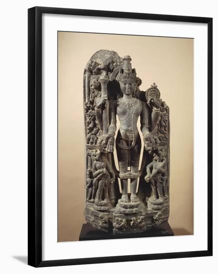 The Goddess Ganga, Personification of Ganges River, Grey Shale Statue-null-Framed Giclee Print