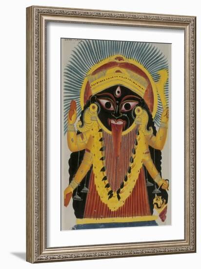 The Goddess Kali. Kalighat Style. Calcutta, India, 1845-null-Framed Giclee Print