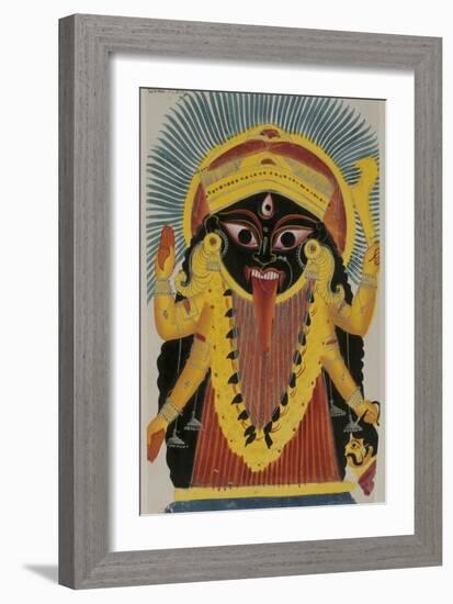 The Goddess Kali. Kalighat Style. Calcutta, India, 1845-null-Framed Giclee Print