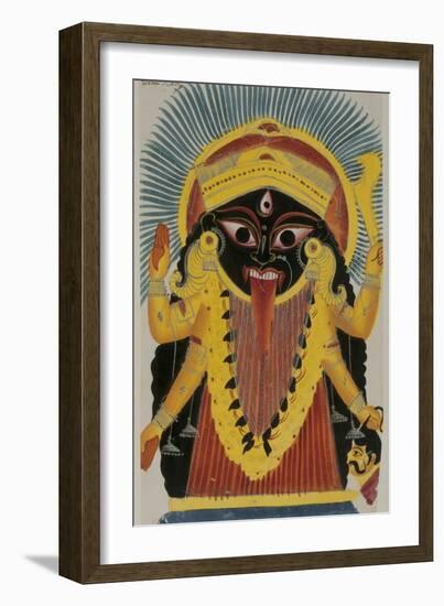 The Goddess Kali. Kalighat Style. Calcutta, India, 1845-null-Framed Giclee Print