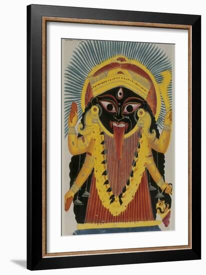 The Goddess Kali. Kalighat Style. Calcutta, India, 1845-null-Framed Giclee Print