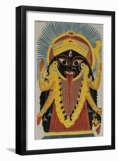 The Goddess Kali. Kalighat Style. Calcutta, India, 1845-null-Framed Giclee Print