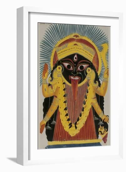 The Goddess Kali. Kalighat Style. Calcutta, India, 1845-null-Framed Giclee Print