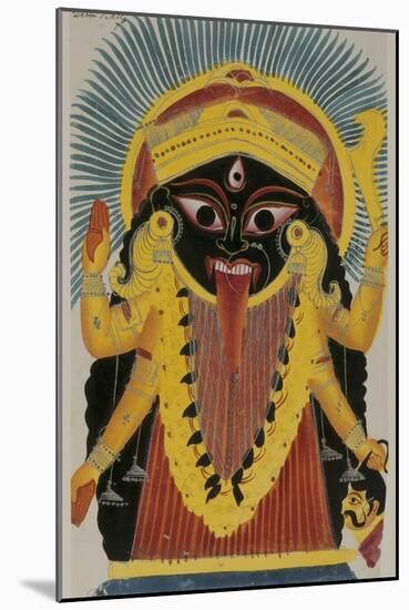 The Goddess Kali. Kalighat Style. Calcutta, India, 1845-null-Mounted Giclee Print
