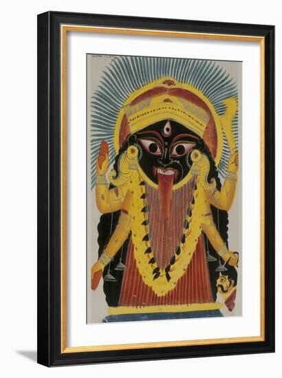 The Goddess Kali. Kalighat Style. Calcutta, India, 1845-null-Framed Giclee Print