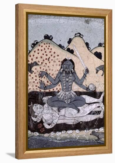 The Goddess Kali Seated in Intercourse with the Double Corpse of Shiva, 19th Century, Punjab-null-Framed Premier Image Canvas