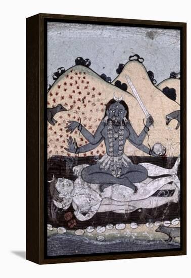 The Goddess Kali Seated in Intercourse with the Double Corpse of Shiva, 19th Century, Punjab-null-Framed Premier Image Canvas
