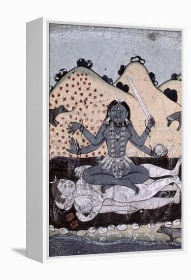 The Goddess Kali Seated in Intercourse with the Double Corpse of Shiva, 19th Century, Punjab-null-Framed Premier Image Canvas