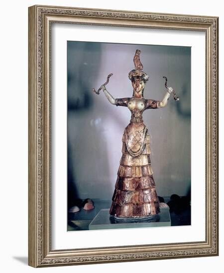 The Goddess of the Serpents, from the Palace of Knossos, 1500 B.C-Minoan-Framed Giclee Print