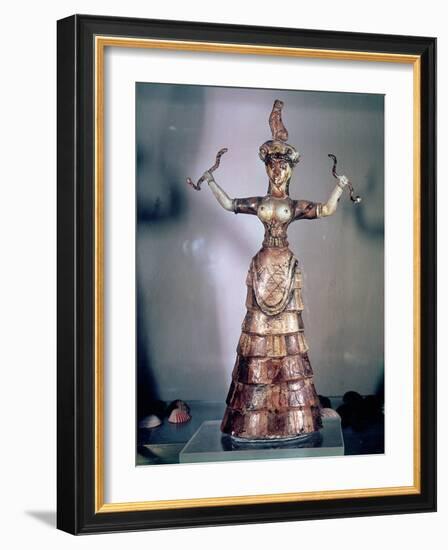 The Goddess of the Serpents, from the Palace of Knossos, 1500 B.C-Minoan-Framed Giclee Print