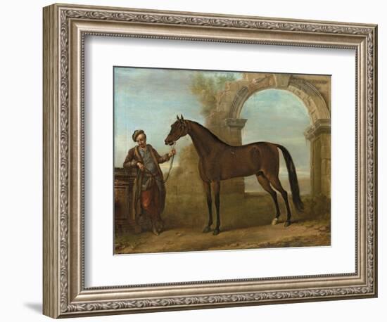 The Godolphin Arabien, Held by a Groom, in a Landscape with a Ruined Arch, 1731 (Oil on Canvas)-John Wootton-Framed Giclee Print