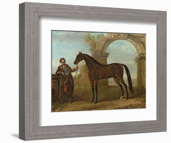 The Godolphin Arabien, Held by a Groom, in a Landscape with a Ruined Arch, 1731 (Oil on Canvas)-John Wootton-Framed Giclee Print