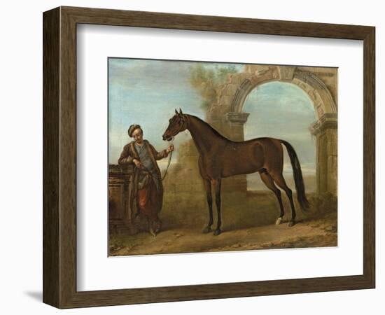 The Godolphin Arabien, Held by a Groom, in a Landscape with a Ruined Arch, 1731 (Oil on Canvas)-John Wootton-Framed Giclee Print