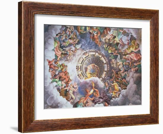The Gods of Olympus, Trompe L'Oeil Ceiling from the Sala Dei Giganti, 1528-Giulio Romano-Framed Giclee Print