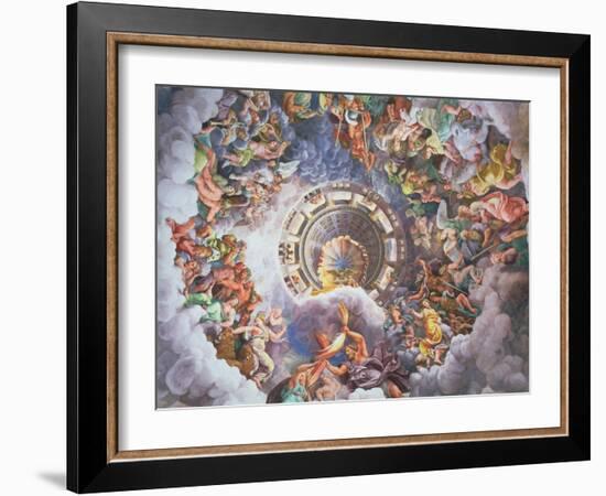 The Gods of Olympus, Trompe L'Oeil Ceiling from the Sala Dei Giganti, 1528-Giulio Romano-Framed Giclee Print