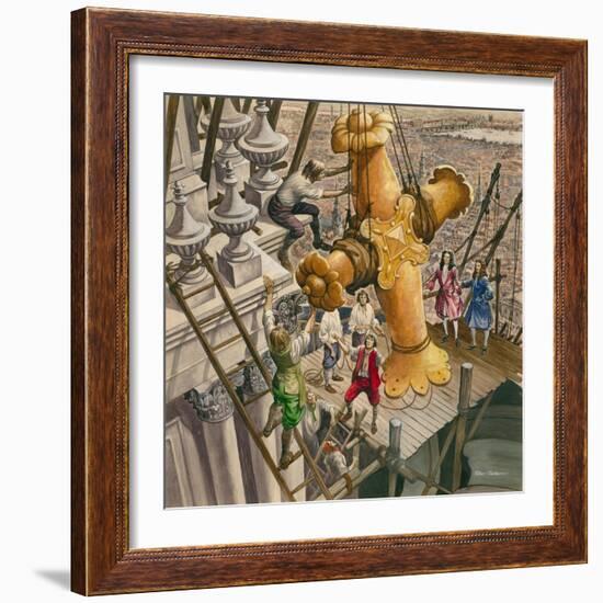 The Golden Cross Being Placed on the Top of St Paul's Cathedral-Peter Jackson-Framed Giclee Print