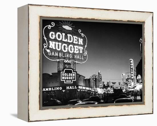 The Golden Nugget Gambling Hall Lighting Up Like a Candle-J. R. Eyerman-Framed Premier Image Canvas