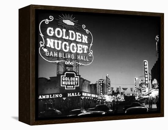 The Golden Nugget Gambling Hall Lighting Up Like a Candle-J. R. Eyerman-Framed Premier Image Canvas