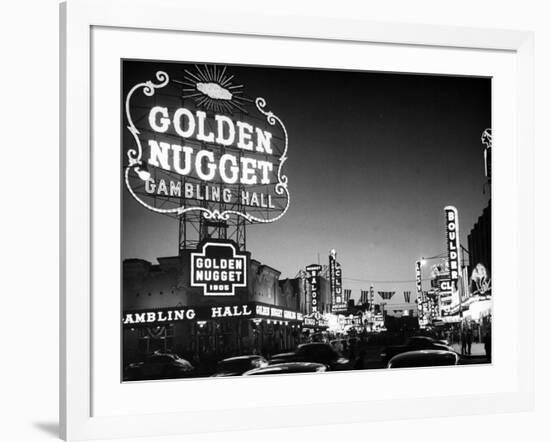 The Golden Nugget Gambling Hall Lighting Up Like a Candle-J. R. Eyerman-Framed Premium Photographic Print